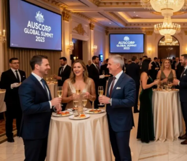 Corporate guests gathered at an elegant evening gala event produced by ADSIGHT LTD