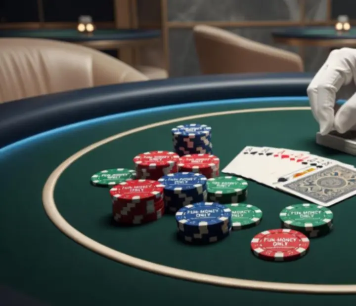 Premium poker table and accessories set for a corporate casino-style event