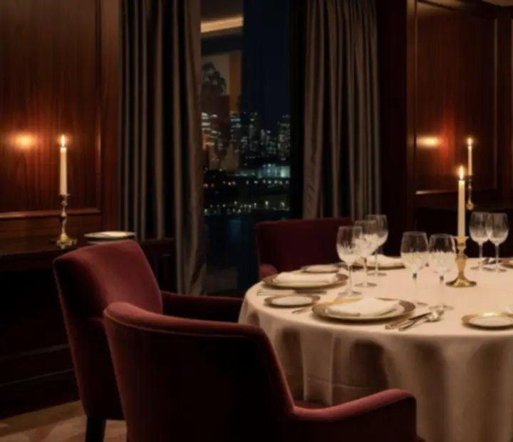 Intimate private dining setup for a high-end client event